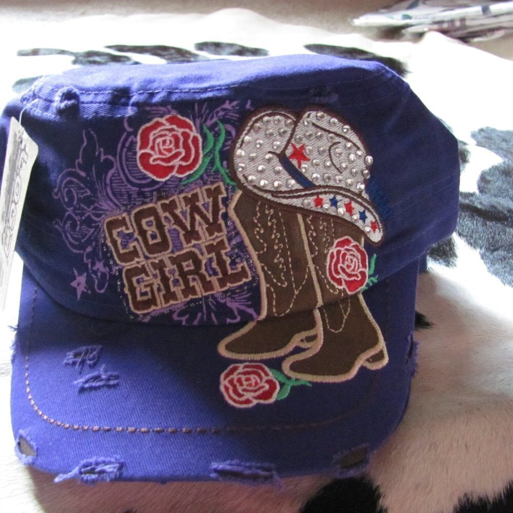 LOGA COWGIRL BOOTS , HAT, ROSE & BLING PURPLE BASEBALL CAP BRAND NEW 4 AVAILABL